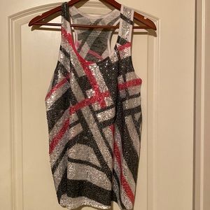 Sequined racer back tank top.